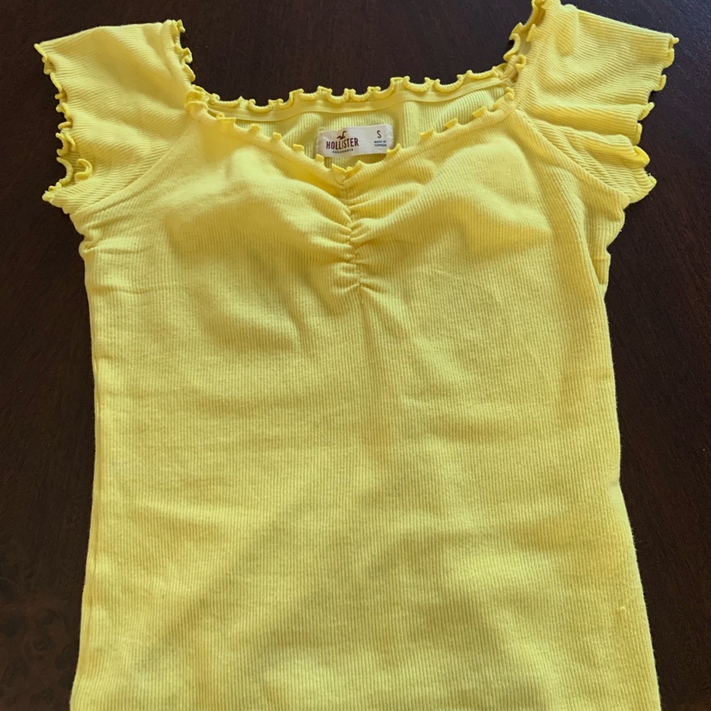 yellow off the shoulder crop top